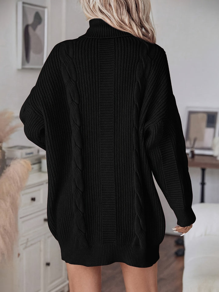 Alecia | Woven Texture Turtleneck Sweater Dress