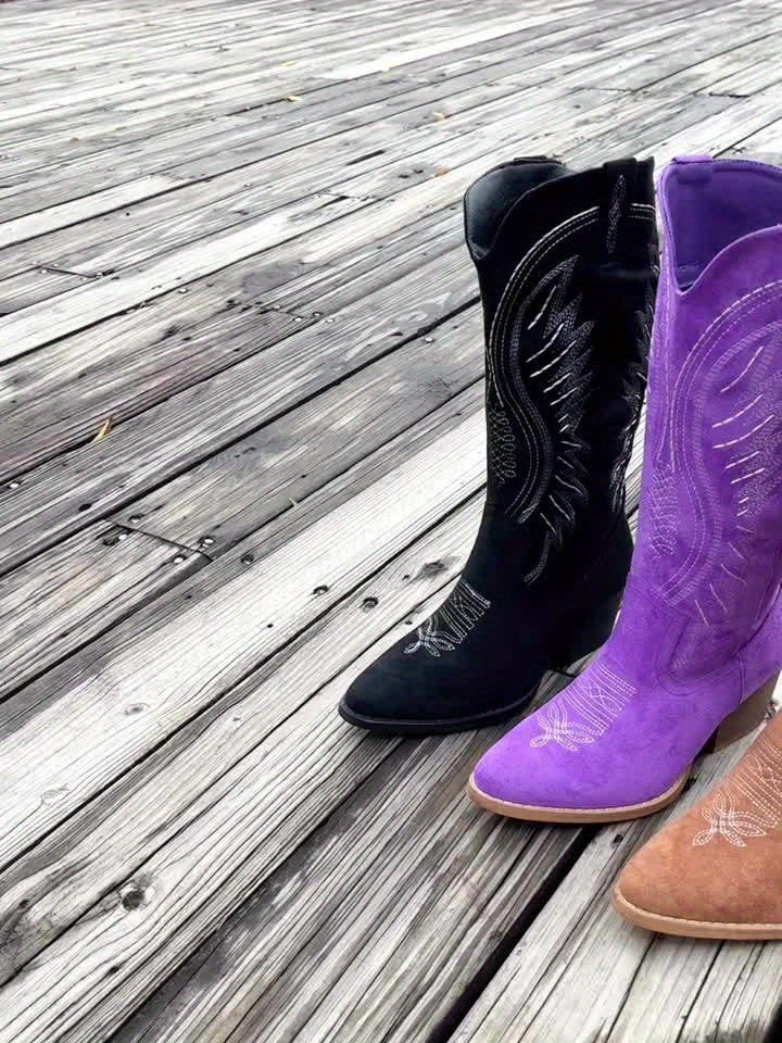 Rochelle - White Lined Western Boots