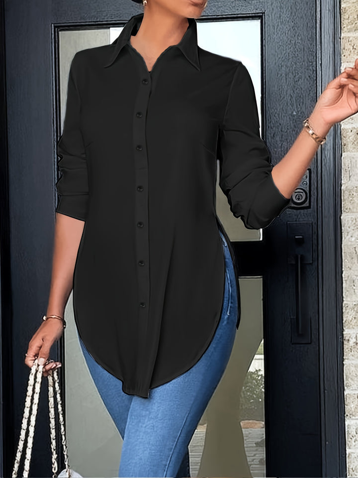 Evie | Long Sleeve Button-Front Blouse