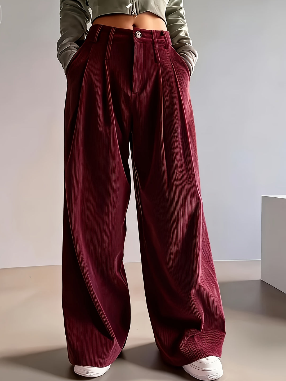 Sementha | Corduroy Pants with Button close