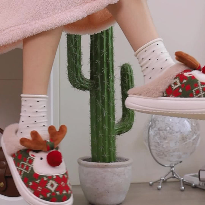 Ginny | Unisex Festive Reindeer Slippers