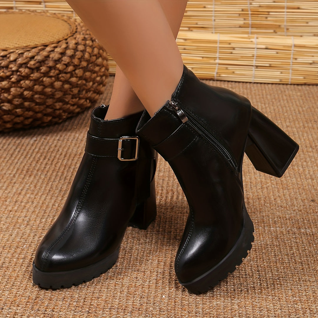 Victoria - High Heel Metal Buckle Boots