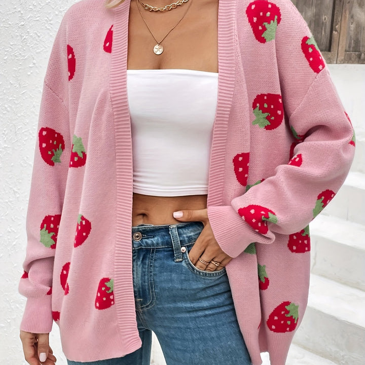 Ruby | Starberry Pattern Open Front Cardigan