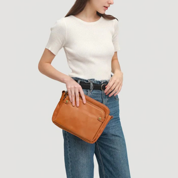 Three-Layer Leather Shoulder Bag