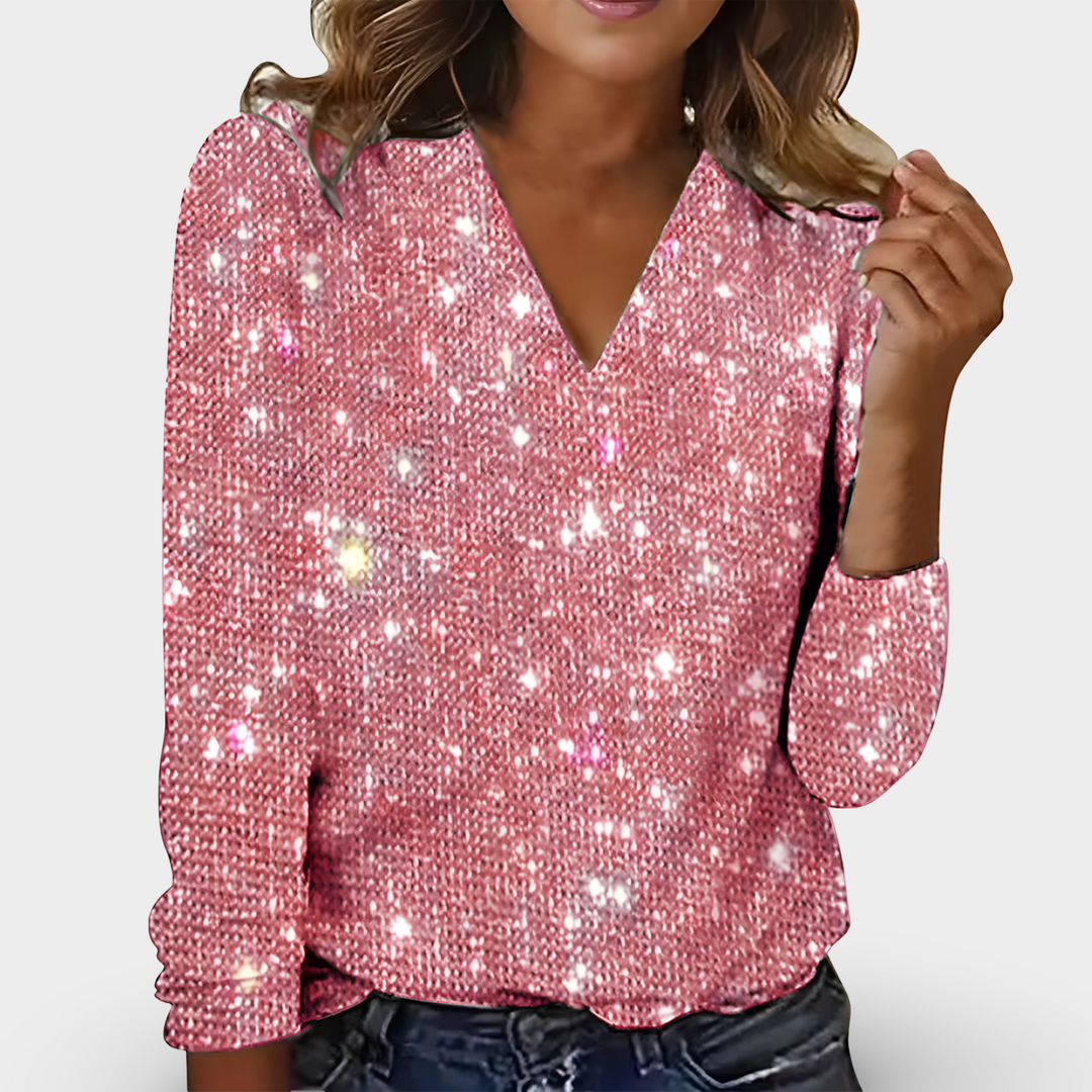 Leah - V-Neck Diamond Blouse