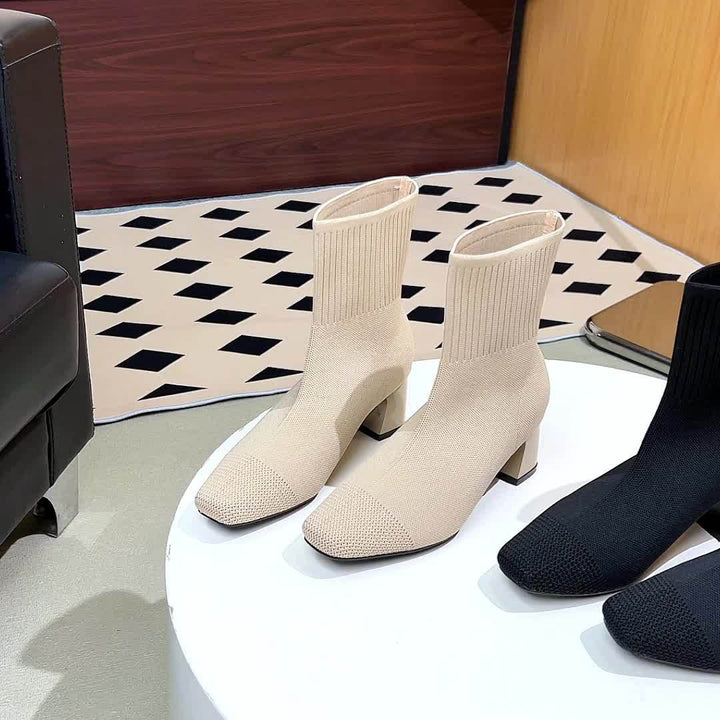 Paulette - Comfortable Knit Ankle Boots