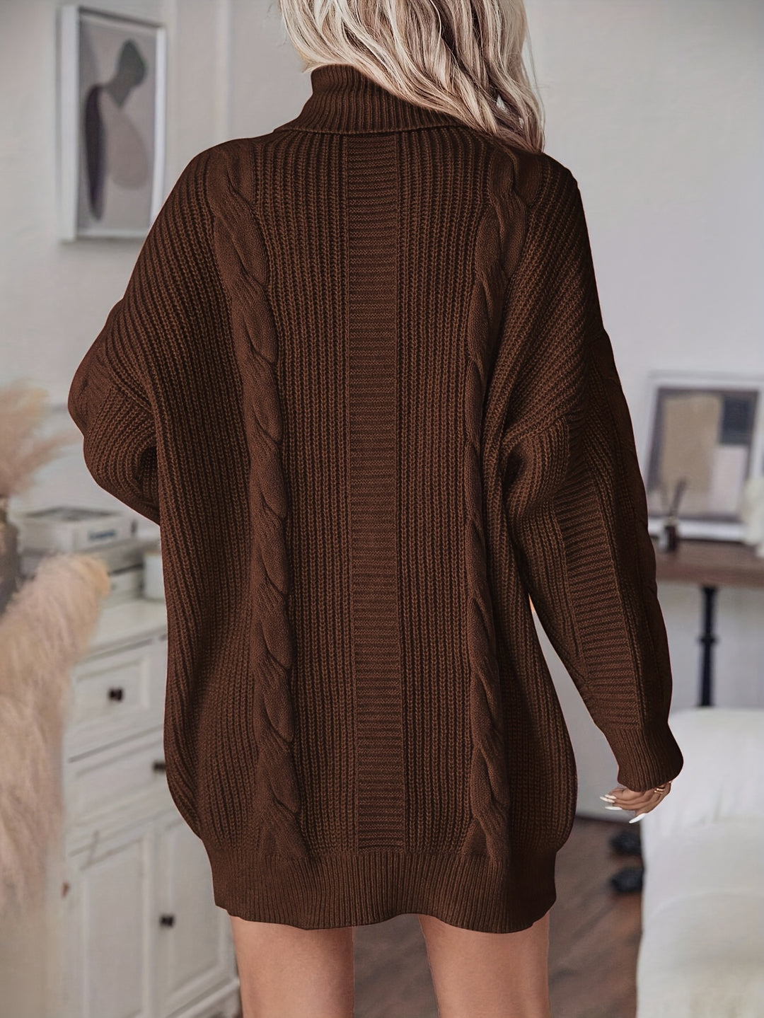 Alecia | Woven Texture Turtleneck Sweater Dress