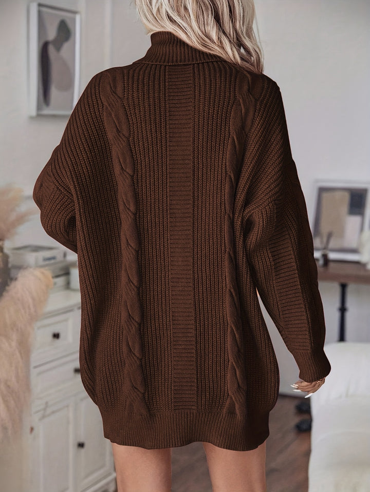 Alecia | Woven Texture Turtleneck Sweater Dress