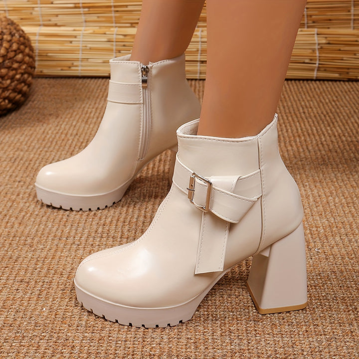 Victoria - High Heel Metal Buckle Boots