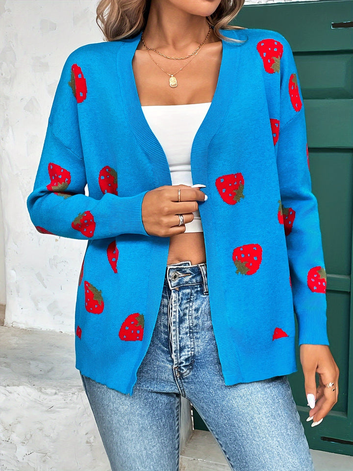Ruby | Starberry Pattern Open Front Cardigan