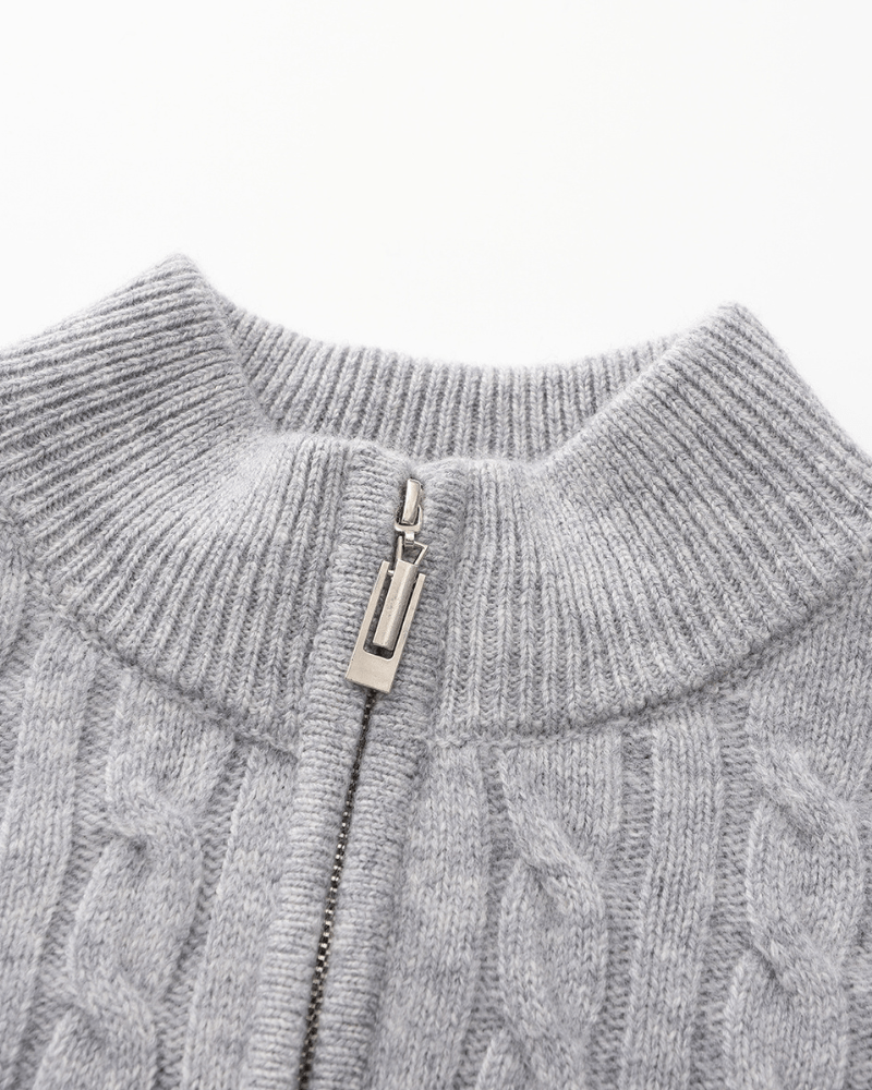 William - Cashmere Woven Half Zip Sweater