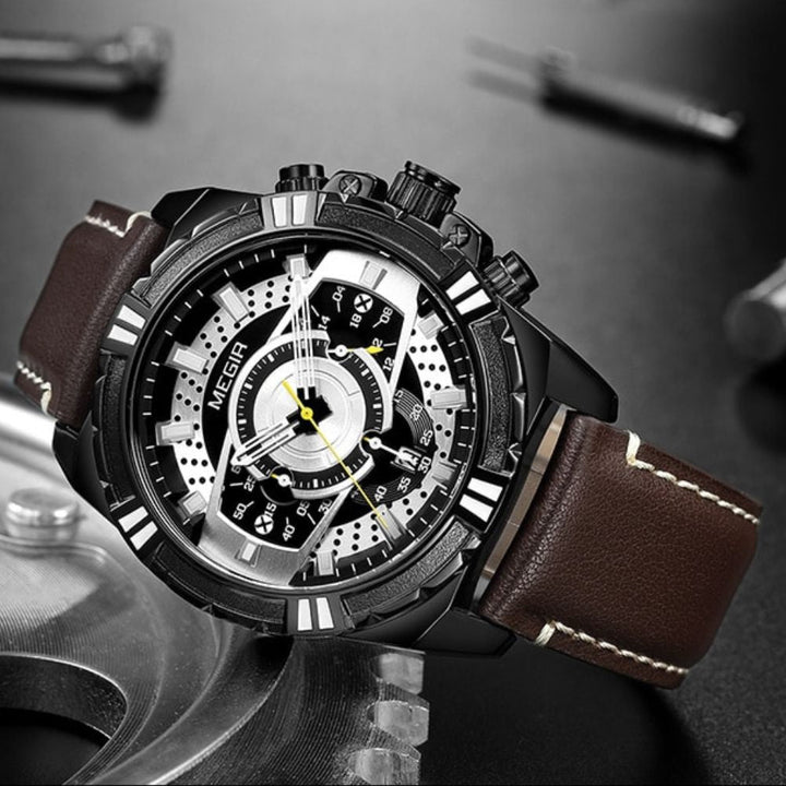 Luxurious Quartz Chronograph Military Sport Leather Watch