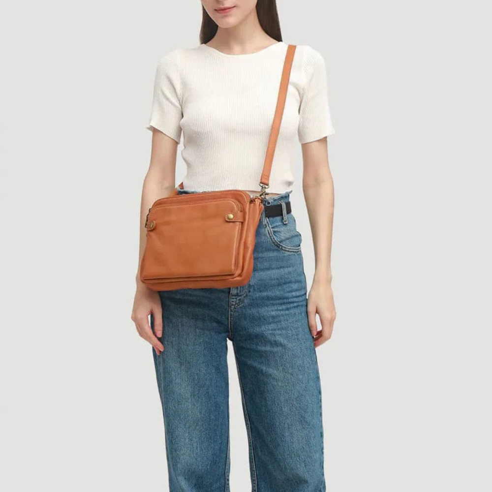 Three-Layer Leather Shoulder Bag