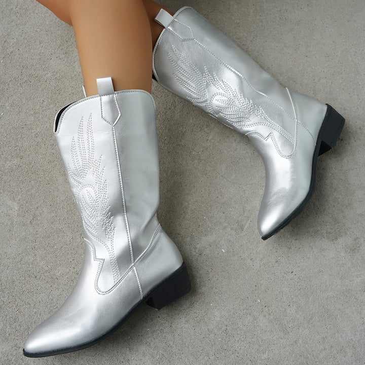 Kelsey - Silver Braided Western Boots