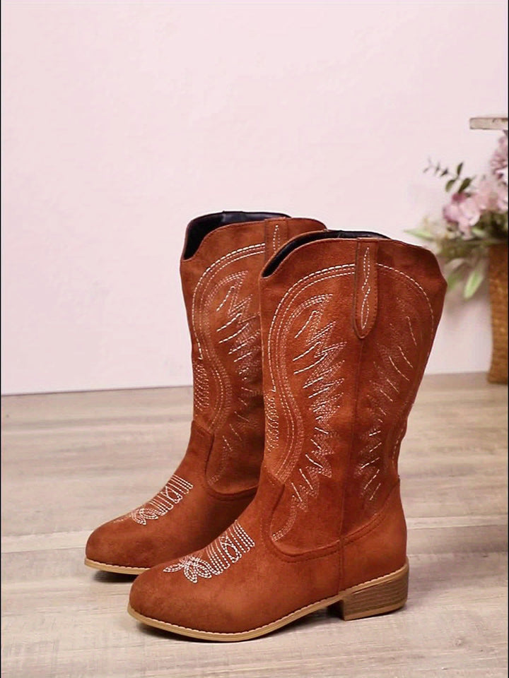 Paola - Wide Caf Round Toe Western Boots