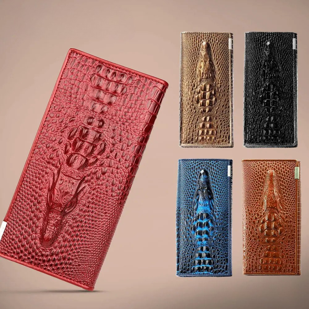 Elegant Crocodile-Embossed RFID Wallet