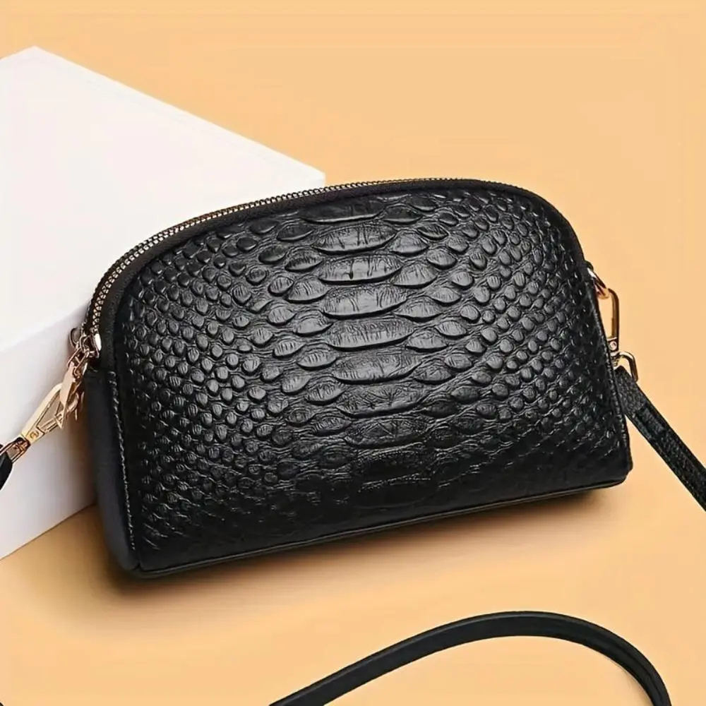 Croc-Pattern Mini Crossbody Bag