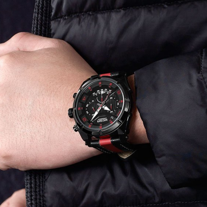 Luxury Leather Military Sport Chronograph Watch