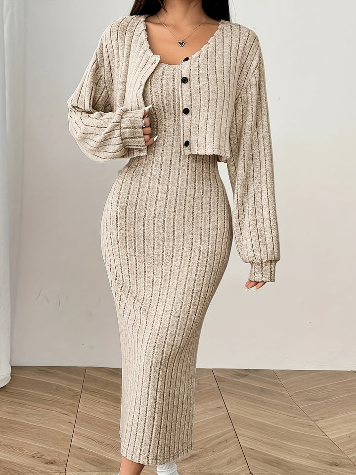 Alexa | Elegante Long Sleeve Top and Jacket Set