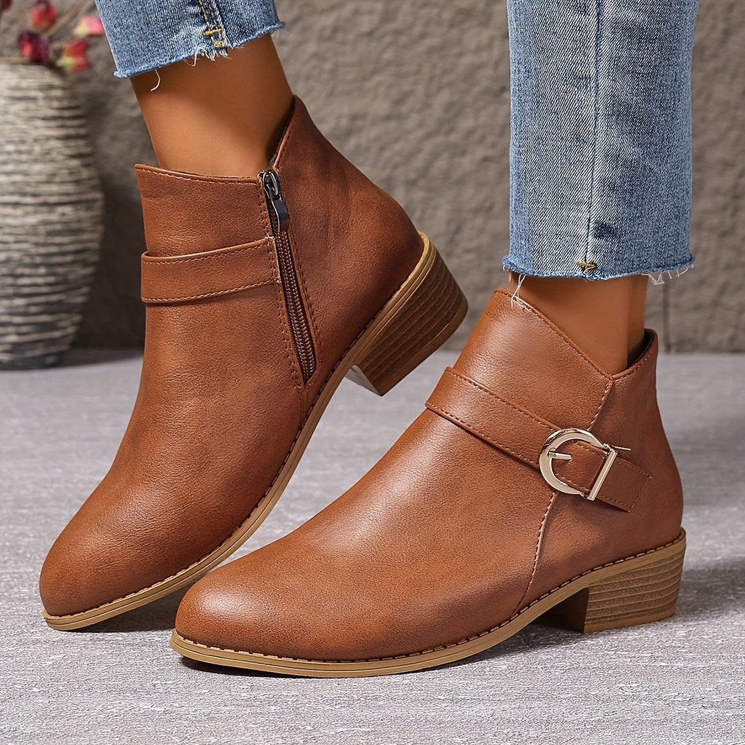 Amelia - Comfortable Buckle Ankle Boots