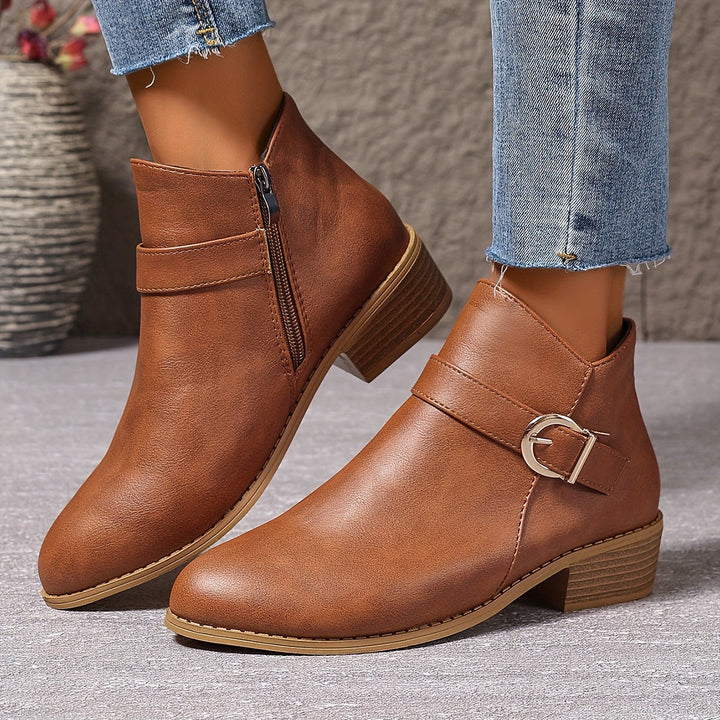 Amelia - Comfortable Buckle Ankle Boots