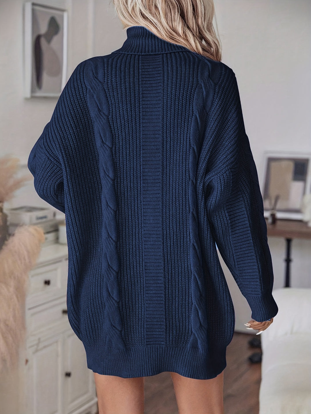 Alecia | Woven Texture Turtleneck Sweater Dress