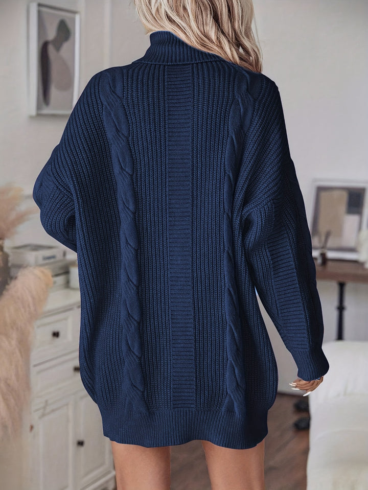 Alecia | Woven Texture Turtleneck Sweater Dress