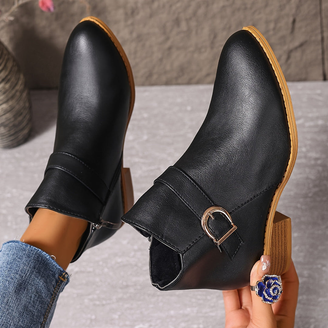 Amelia - Comfortable Buckle Ankle Boots