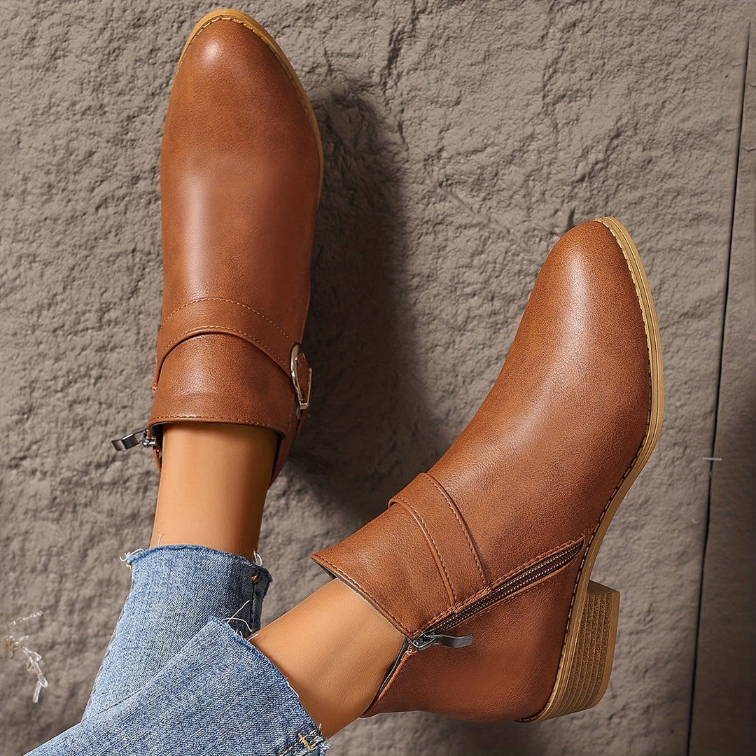 Amelia - Comfortable Buckle Ankle Boots