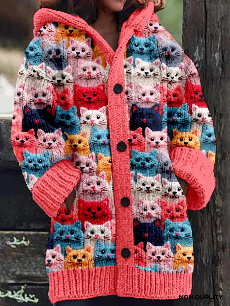 Caitlin - Colorful Knitted Cat Cardigan