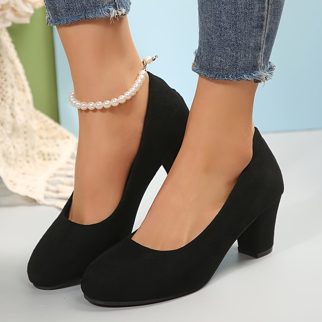 Laure - Wide-toe Pumps with Stable Heel