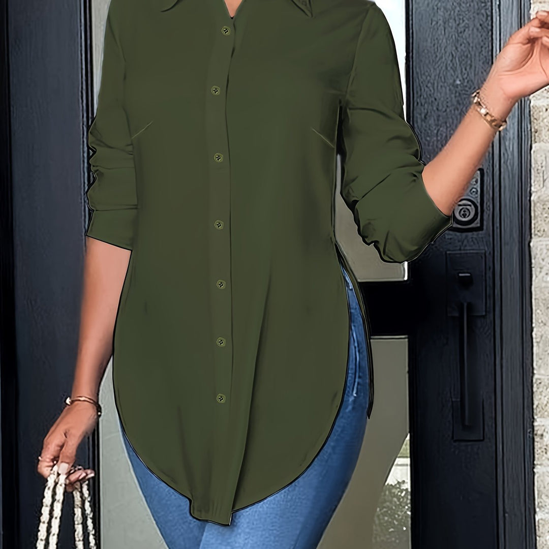 Evie | Long Sleeve Button-Front Blouse