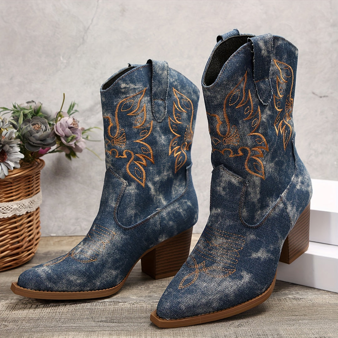 Sylvia - Cloud Pattern Western Boots
