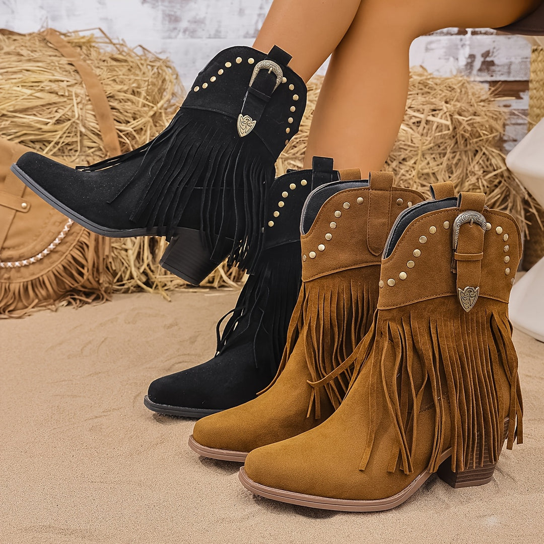 Macey - Vintage Rivet Design Ankle Boots