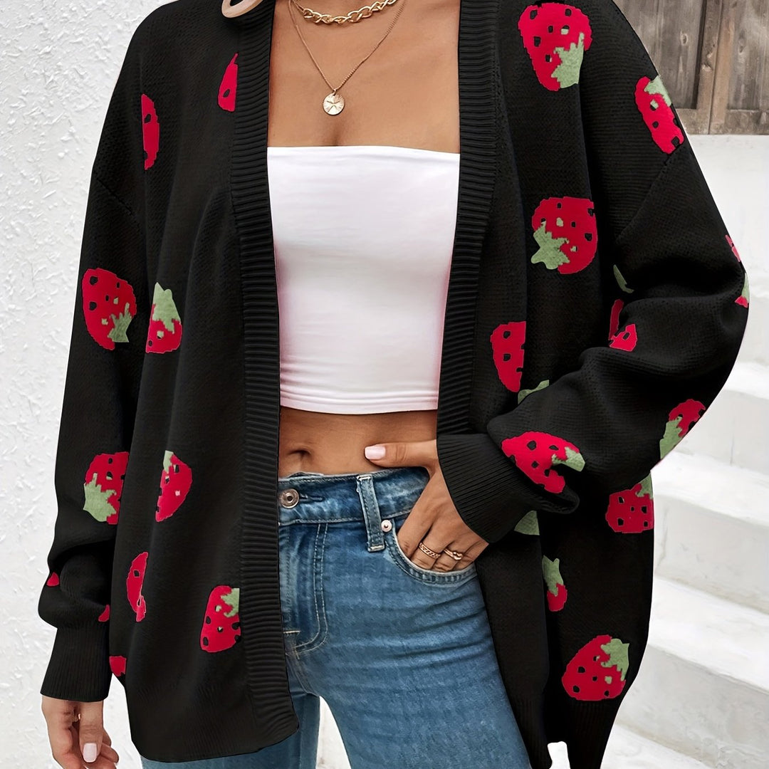 Ruby | Starberry Pattern Open Front Cardigan