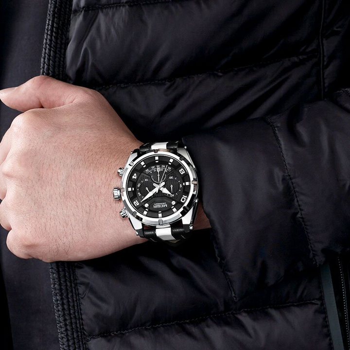 Luxury Leather Military Sport Chronograph Watch