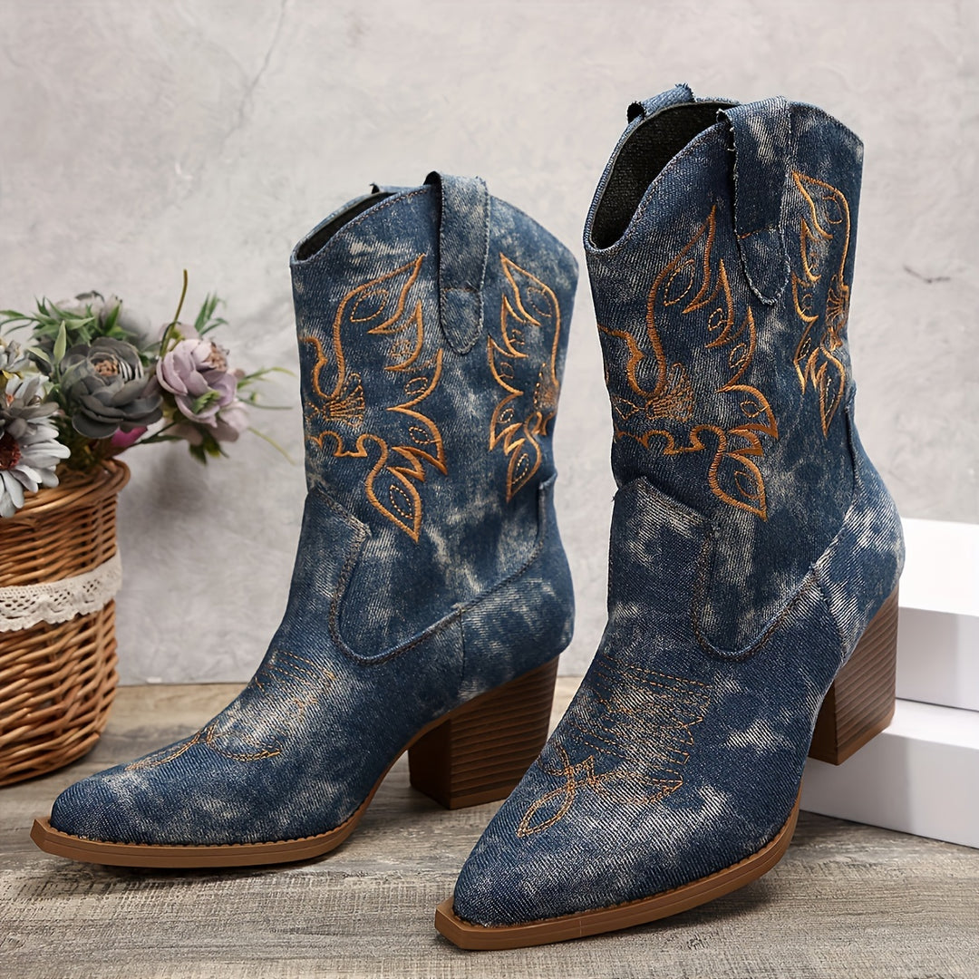 Sylvia - Cloud Pattern Western Boots