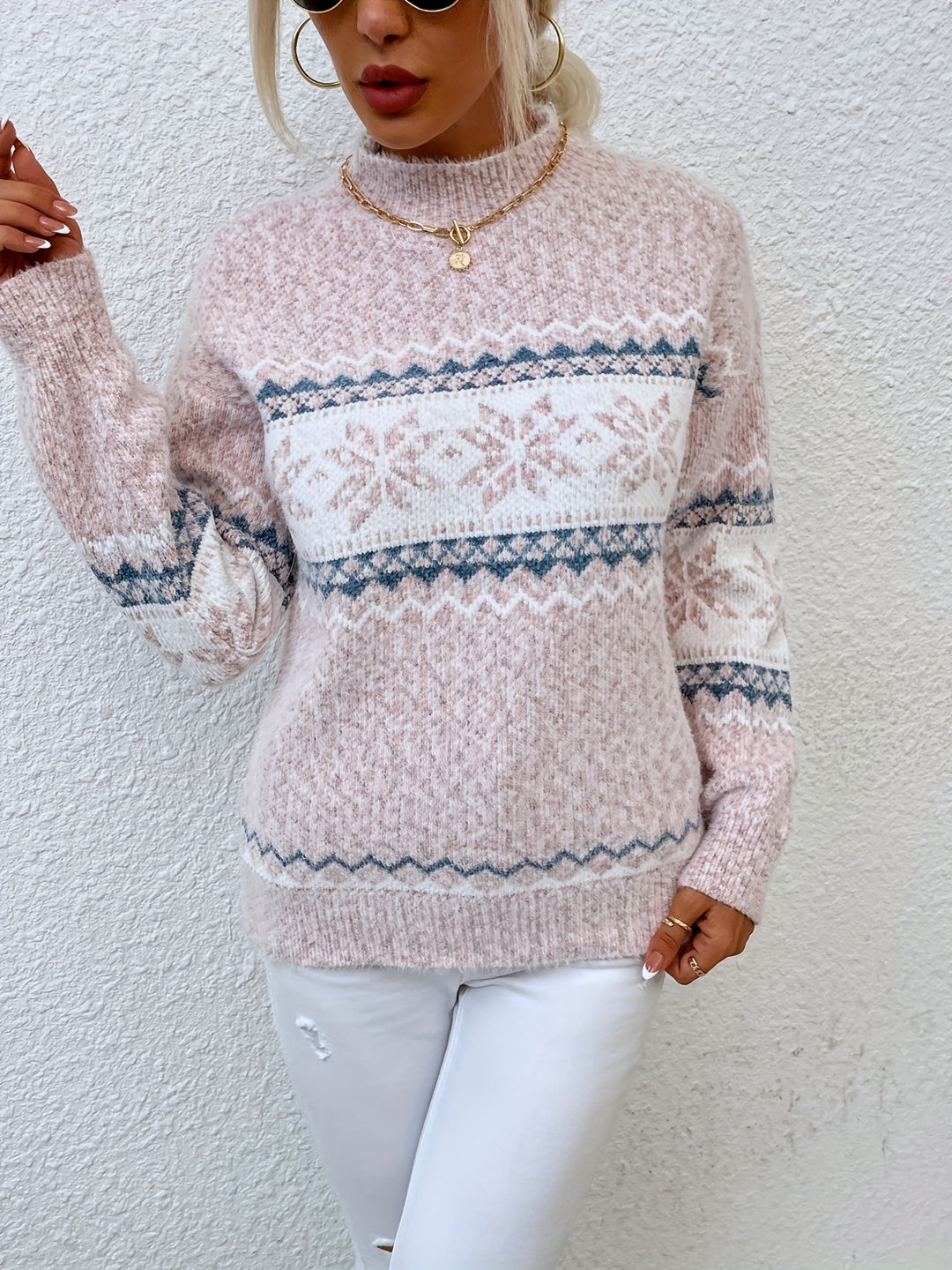 Sam | Snowflake Print Winter Sweater