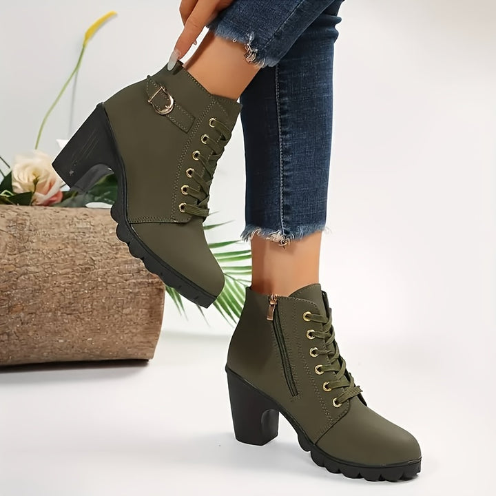 Ann - Fashionable Lace-Up Ankle Boots