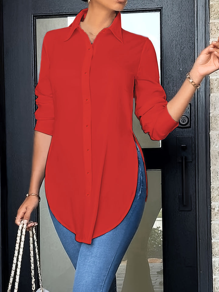 Evie | Long Sleeve Button-Front Blouse