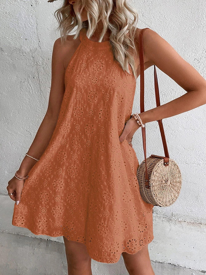 Jessa | Eyelet Halter Mini Dress
