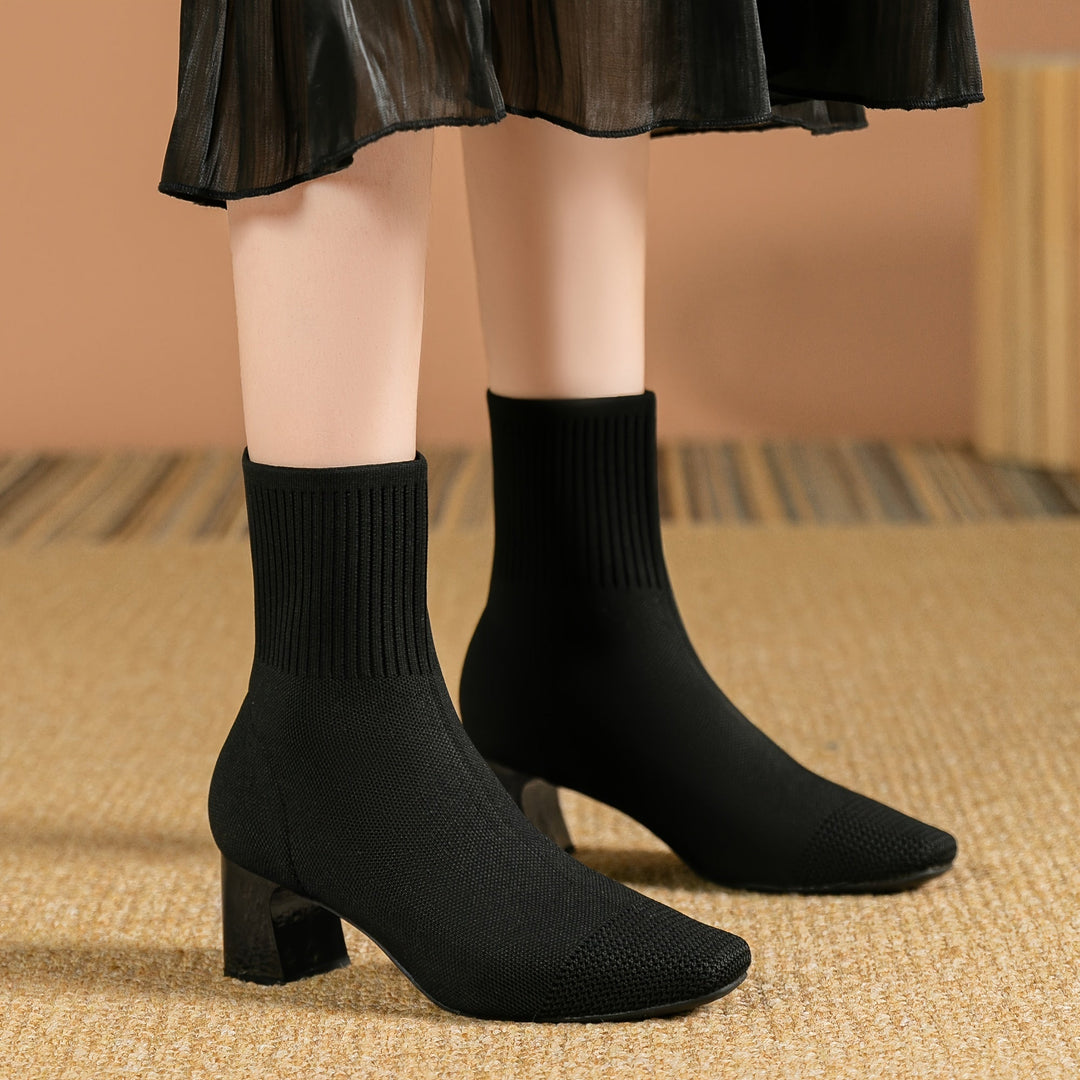 Paulette - Comfortable Knit Ankle Boots