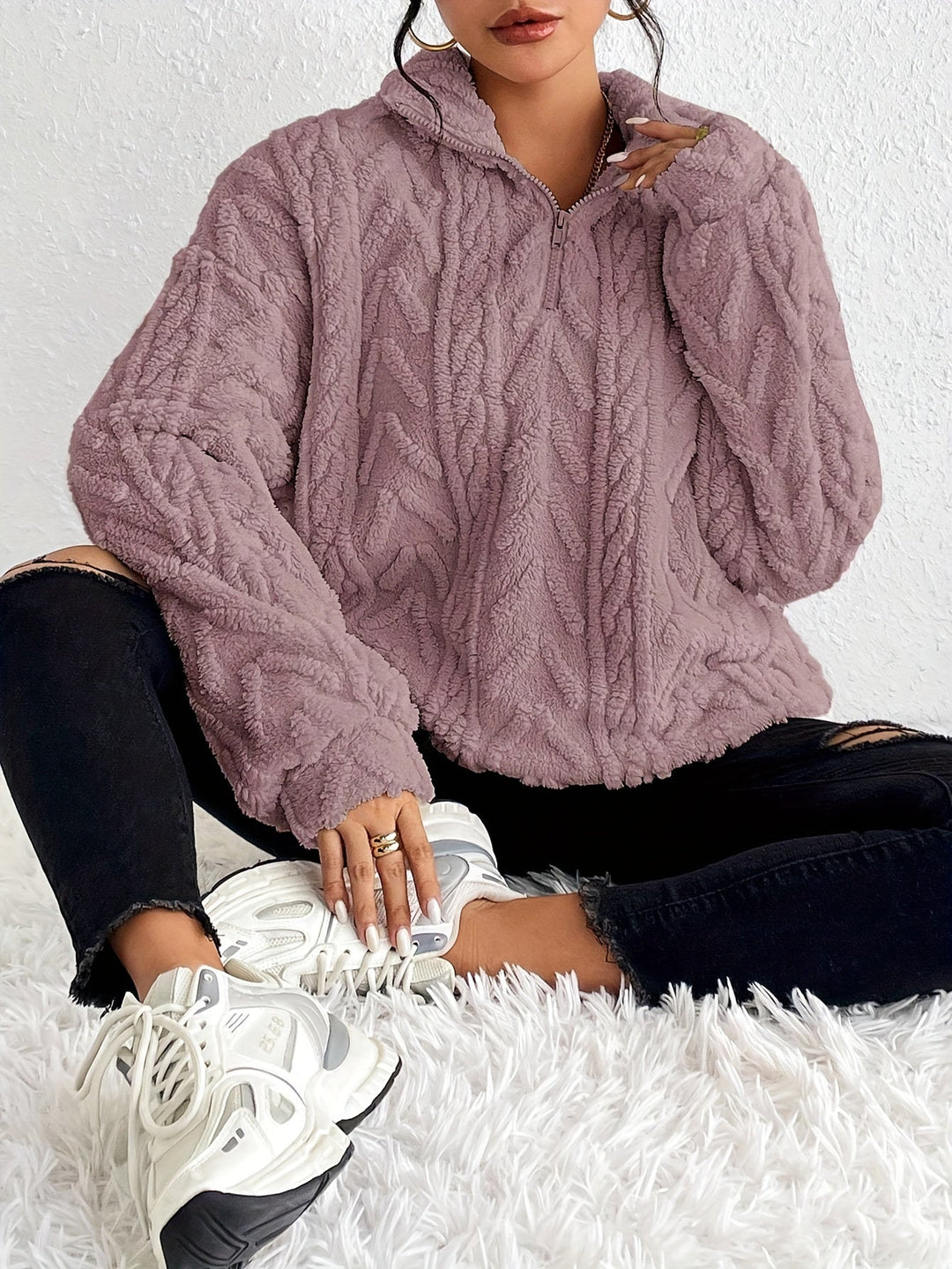 Millie - Knit Sweater with Half Zipper