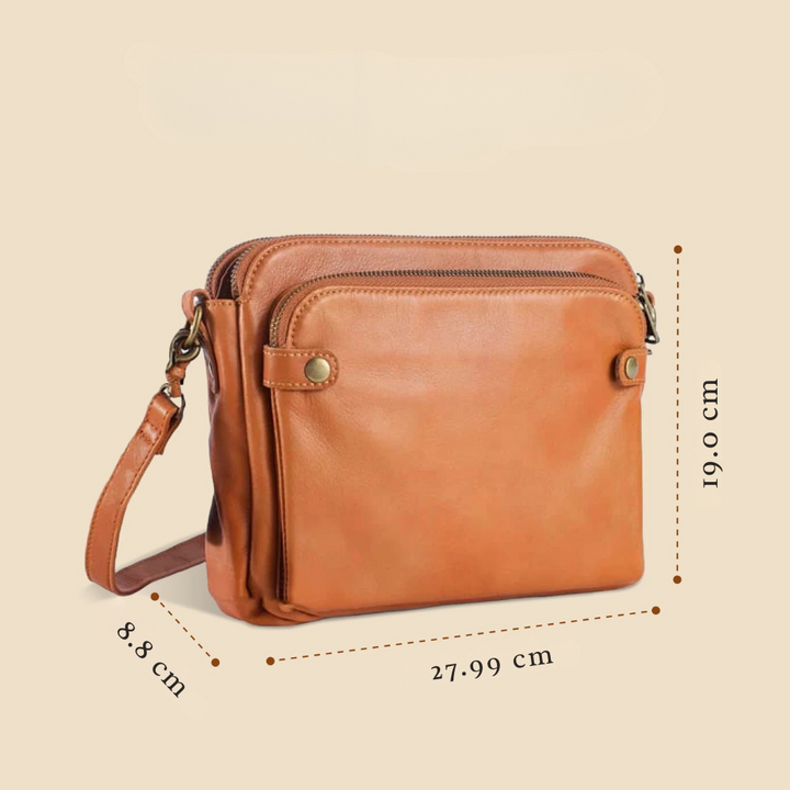 Three-Layer Leather Shoulder Bag