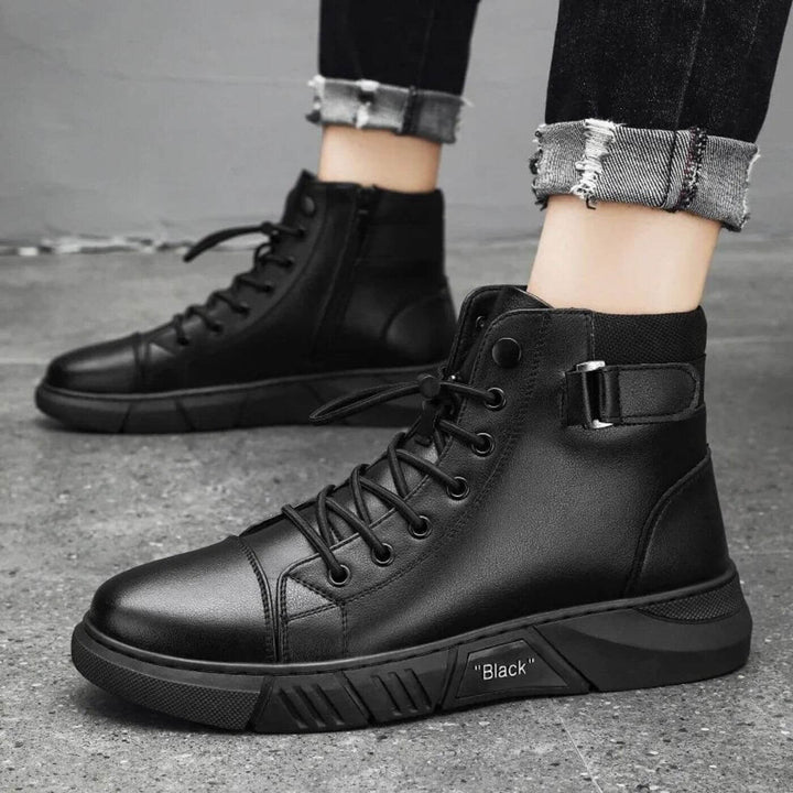 Axel - Orthopedic Black Leather Sneakers