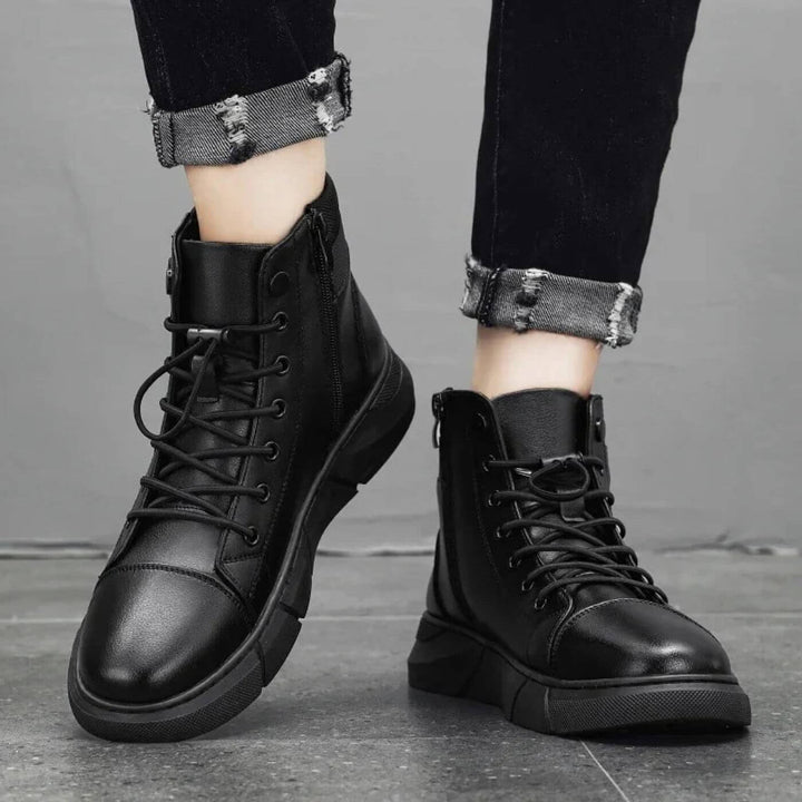 Axel - Orthopedic Black Leather Sneakers