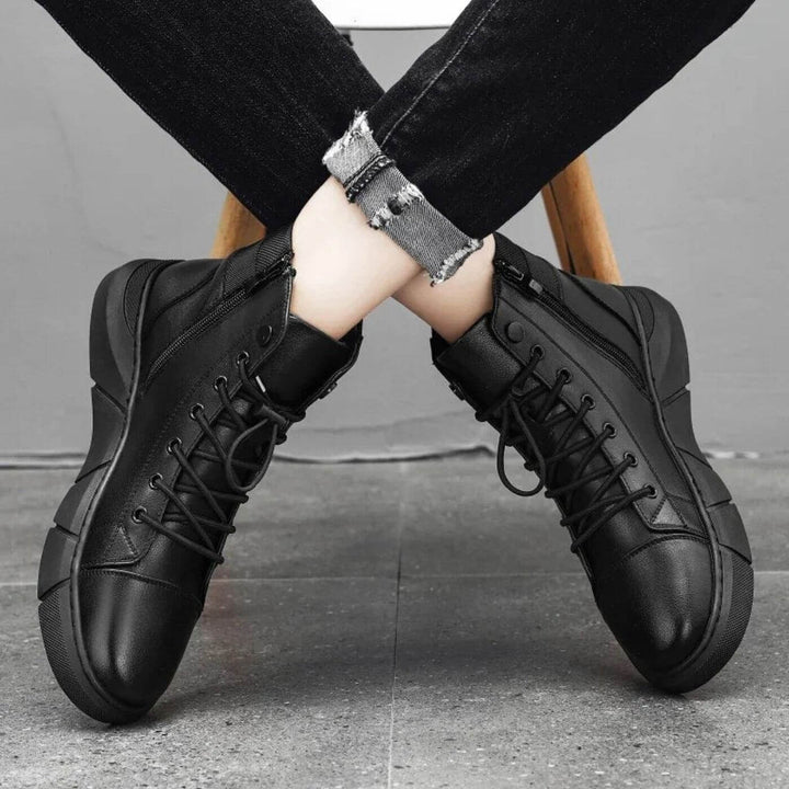 Axel - Orthopedic Black Leather Sneakers