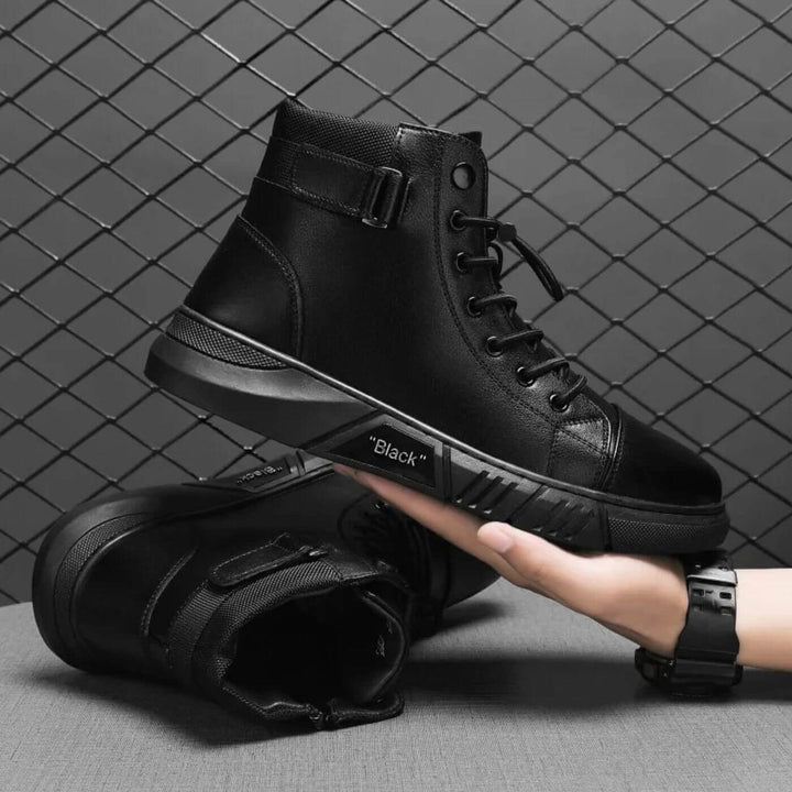 Axel - Orthopedic Black Leather Sneakers