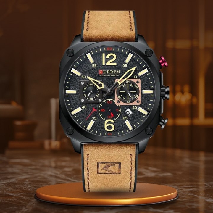 Business Leather Quartz Waterproof Watch