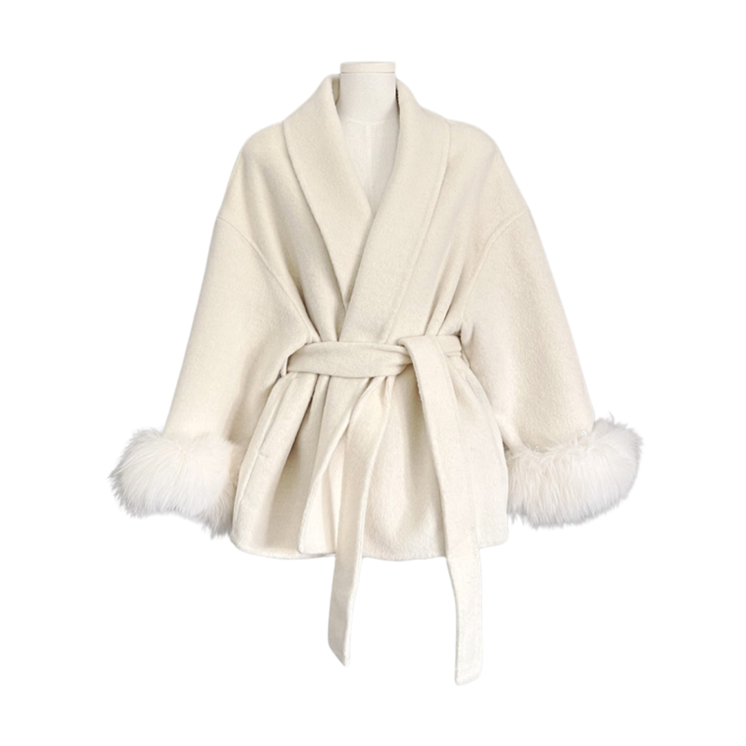 Gitta - Elegant Wrap Jacket with Fur Decoration